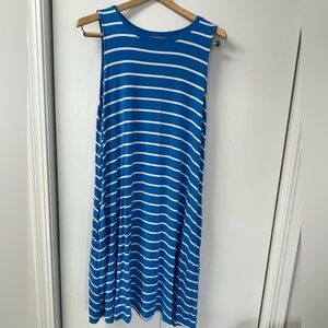 Time and Tru XL, sleeveless, jersey tent dress in royal blue with white stripes